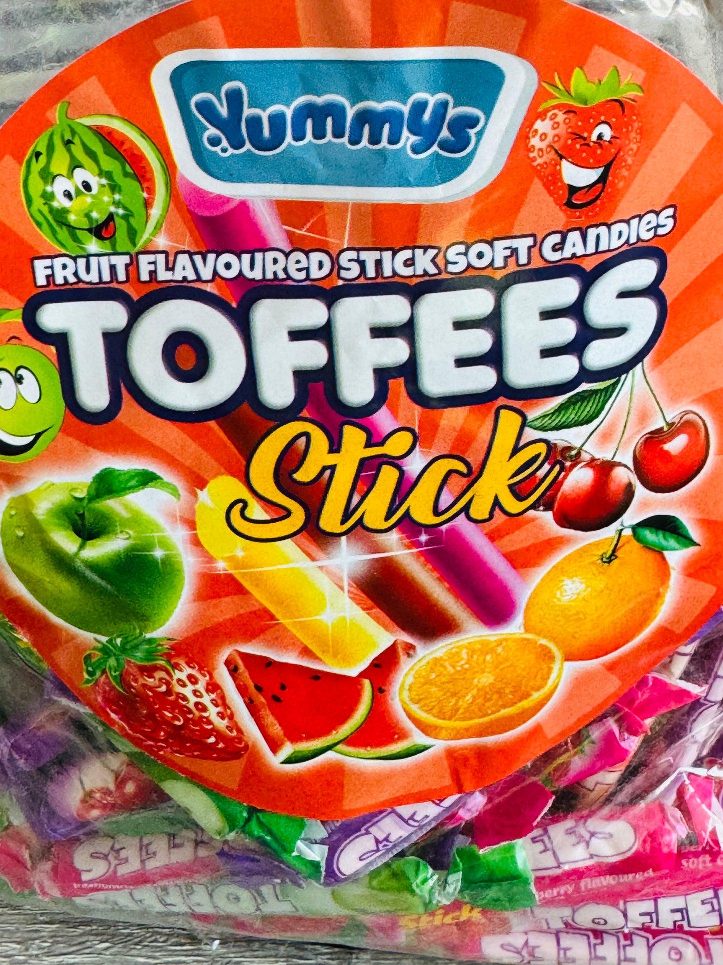 fruit flavour toffee sticks